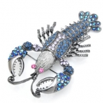 เข็มกลัด ติดเสื้อ เข็มกลัด กุ้ง Lobster เข็มกลัด คริสตรัลแท้ โทนสีฟ้า ดีไซน์เป็น ตัวกุ้ง ล็อบสเตอร์ 183910