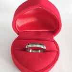 แหวนเบอร์ 7 แหวนเงินแท้ 925 ตัดสลับ ลายเส้น สีดำ โค้งสวย ฝังเพชร CZ AAA 1 เม็ด แบบคลาสสิค 78928