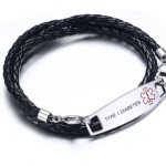 สร้อยข้อมือแฟชั่น ผู้ชาย ผู้หญิง ใส่เป็นคู่ สามารถ laser ชื่อ ได้ สร้อยข้อมือ สายหนังถัก 3 ชั้น ใส่เท่ ๆ 341250