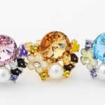 แหวนทอง 14 K ติดคริสตัล Swarovski แท้ แหวนแบบปรับขนาดได้ ดีไซน์ เป็น คริสตัล ดอกไม้ มี เต่าทอง และ ไข่มุก สีฟ้า ม่วง เหลืองน้ำตาล 993684