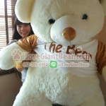 Big Bear ตุ๊กตาหมียักษ์ ใส่เสื้อ สีขาวครีม (ตากลม) ขนาด 1.8 เมตร อ้วน ตัวใหญ่ยักษ์ ขนนุ่มมากๆ