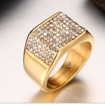 แหวนทอง แหวนผู้ชาย แหวนทองฝังเพชร CZ AAA สวยหรู ใส่ออกงาน เพชรเต็มแผง หน้ากว้าง 11 mm 826211