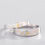 แหวนคู่ แหวนคนรัก แหวนหมั้น แหวนแต่งงาน แหวนเงินแท้ 925 แกะลาย พระจันทร์เสี้ยว แหวนแห่งรัก 670466