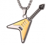 สร้อยคอ ผู้ชาย ผู้หญิง สร้อยคอ สไตล์ร็อคเกอร์ ห้อยจี้ กีตาร์ ไฟฟ้า สีเงิน ผสม ลายสีทอง สุดหรู ของขวัญให้แฟน นักดนตรี สุดหรู 281390
