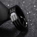 แหวนผู้ชาย แหวนสแตนเลส แท้ สีดำ Black steel ฝังคริสตรัลแท้ สีดำนิล ใส่สวย ดูดี มีระดับ 525906