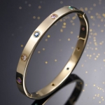 กำไลข้อมือ สร้อยข้อมือ ผู้หญิง กำไลเงิน กำไลทอง ตกแต่งด้วย คริสตรัลแท้ อัญมณีหลากสีสัน สวยหรู มีระดับ 974401