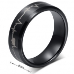 แหวนผู้ชาย สีดำ แหวน tungsten แท้ ดีไซน์ เป็น กราฟ คลื่นหัวใจ แหวนวัยรุ่น เท่ ๆ ดีไซน์ สวย คลาสสิค ของขวัญ ให้แฟน ใส่ออกงาน 944430