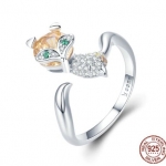 แหวนผู้หญิง แหวนเงินแท้ 925 ฝังเพชร CZ AAA ดีไซน์ ลายหัวจิ้งจอก แหวนจิ้งจอก ฝังเพชร สุดหรู 811301