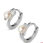 ต่างหู ตุ้มหู ไข่มุก แบบห่วง ต่างหูเงินแท้ 925 ตกแต่งด้วย ไข่มุก ใส่แบบติดหู เก๋ ๆ ต่างหูมุก สวย ๆ 814364