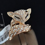 แหวนทอง 18 K Rose Gold Plated ทำเป็นรูปหน้า สุนัขจิ้งจอก ประดับเพชร CZ สวยเป็นประกาย งาน Hand made no 43658