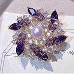 เข็มกลัดเพทายสีม่วง ตกแต่งเป็น ดอกไม้ โทนสีม่วง สวยหรู เข็มกลัดติดเสื้อ โทนสีม่วง เข้ากับ สีถูกโฉลก 618158