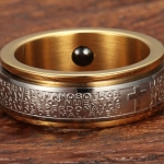 แหวนผู้ชาย แหวนเงิน ตัดขอบ ทอง Rose gold ดำ แกะลาย อักษร อังกฤษ ไม้กางเขน แหวนฝังแม่เหล็ก ปรับสมดุล 259922