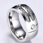 แหวนผู้ชาย แหวนเงิน แหวนสแตนเลสแท้ ทนทาน วงใหญ่ ดีไซน์ สวย ฝัง เพชร CZ AAA 2 เม็ด ออกแบบ ลวดตรงกลาง สวยเท่ มีสไตล์ 658455