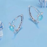 ต่างหู ตุ้มหู แบบห่วง ต่างหู ธีมแห่งท้องทะเล เต่าทะเลสีฟ้า ฝังเพชร CZ AAA สุดหรู ต่างหูเงินแท้ 925 แบบห่วง 128115