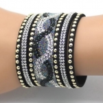 สร้อยข้อมือ สายหนังแท้ สไตล์วินเทจ สร้อยข้อมือ ผู้หญิง ติด rhinestone เพชร ระยิบ ระยับ แบบแฟชั่น สร้อยข้อมือ แฟชั่น เพชร 710812