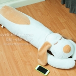 หมอนข้างหมาน้อยขนาดใหญ่ 130CM สีขาว - น้ำตาล ตุ๊กตาแทนใจ เอาไว้กอดแทนตัวจ้า