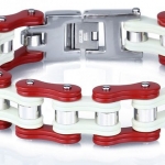 สร้อยข้อมือผู้ชาย สร้อยข้อมือ 316L Stainless Steel สร้อยข้อมือวัยรุ่น แบบโซ่ ลายเก๋ สแตนเลส สีแดง สลับขาว เท่ แบบไฮโซ สุด ๆ 285909