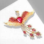 เข็มกลัดฟีนิกซ์ เข็มกลัดนกฟีนิกซ์ ฝังเพชร นกอมตะ ในตำนาน เข็มกลัดนกฝังเพชร ตกแต่งเสื้อผ้า ออกงาน 652240