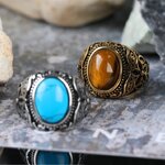 แหวนผู้ชาย แหวนสไตล์ ไทยโบราณ แหวน ฝัง หิน ไทเกอร์ อาย แบบสวย ๆ แหวนสแตนเลสแท้ 162996