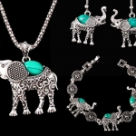 เครื่องประดับเข้าชุด สร้อยคอ ต่างหู ตุ้มหูเงิน Set เครื่องประดับ ลาย ช้างไทย เงิน Tibetan เข้ากันทั้งชุด ใส่ออกงาน เข้ากับ ชุดเดรส ชุดไทย 265443
