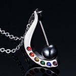 สร้อยคอ ผู้หญิง ผู้ชาย ใส่ได้ สร้อยคอ สีเงิน ห้อยจี้ รูป ตะขอ ตกแต่งด้วย คริสตัลแท้ สวารอฟสกี้ สีสวย สร้อยคอ วัยรุ่น แบบมีระดับ 535895