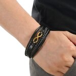 สร้อยข้อมือ ผู้ชาย สายหนังแท้ แบบวัยรุ่น เท่ ๆ สร้อยข้อมือ สัญลักษณ์ อินฟินิตี้ ของขวัญให้แฟน แบบเก๋ ๆ 215772