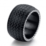 แหวนผู้ชาย สีดำ Stainless แท้ ดีไซน์ ลาย คลื่น แบบสวย เท่ ๆ แหวนผู้ชาย วงใหญ่ ของขวัญให้แฟน สุดพิเศษ 350246