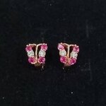 ต่างหู ตุ้มหู ทับทิม รูปผีเสื้อ ต่างหูเพชร CZ AAA แบบห่วง ใส่สวย ดีไซน์ น่ารัก 738798