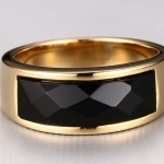 แหวนทองผู้ชาย แหวนทอง ใส่ออกงาน แหวนผู้ชาย ฝัง คริสตัล หิน Agate สีดำ เป็นผลึก นูน หลายเหลี่ยม สวยหรู ของขวัญให้แฟน มีระดับ 894383