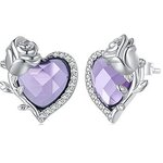 ต่างหูเงินแท้ แบบแป้น ต่างหู กุหลาบเงิน ฝังเพชร คริสตรัล สีม่วง ต่างหูให้แฟน แบบเก๋ ๆ แทนใจคู่รัก 823658