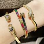 สร้อยข้อมือ กำไลข้อมือทอง หัวเสือ หัวงู หัวตะปู ฝัง คริสตรัลแท้ SWA กำไลข้อมือทอง ระดับ Hi end 584955