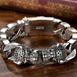 สร้อยข้อมือ เงินแท้ 925 สร้อยข้อมือ ผู้ชาย หัวเสือ เส้นใหญ่ ใส่สวย ใส่แบบเท่ ๆ เวลาไปเที่ยว 662441