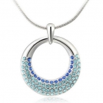 สร้อยคอ ผู้หญิง สร้อยคอ ห้อย จี้วงกลม สีเงิน ฝัง เพชร คริสตัลแท้ Swarovski สุดหรู ครึ่งวงกลม สร้อยคอ ใส่ออกงาน มีระดับ สีฟ้า และ ชมพู 935163