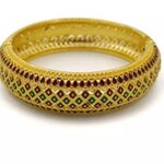 กำไลข้อมือทอง ลายแบบไทย ลงยา สีแดง สีเขียว กำไลผู้หญิง แบบไทย โบราณ แบบสวย ๆ 470832