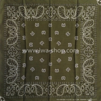 ผ้าเช็ดหน้า ผ้าพันคอ ลาย Paisley เขียวขี้ม้า