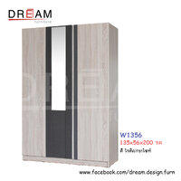 ตู้เสื้อผ้า W1356 สีโซลิด/กราไฟท์