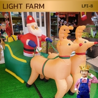 LFI-8 ซานตาคลอส+ กวางคู่ เป่าลม สูง 136 cm. กว้าง 195 cm.