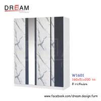 ตู้เสื้อผ้า W11601 สีขาว/หินอ่อน
