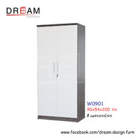ตู้เสื้อผ้า W0901 สีแอชบราวน์/ขาว