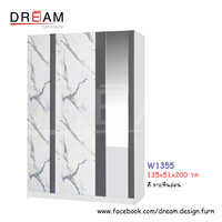 ตู้เสื้อผ้า W1355 สีขาว/หินอ่อน