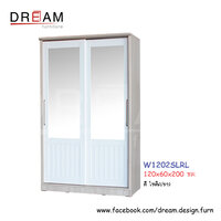 ตู้เสื้อผ้า W1202SLRL สีโซลิด/ขาว