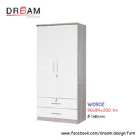ตู้เสื้อผ้า W0902 สีโซลิด/ขาว