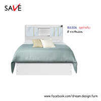 เตียงนอน BS306 (เตียงแจ๊ส) (ชุดท้ายทึบ/ชุดท้ายลิ้นชัก) สีขาว/หินอ่อน
