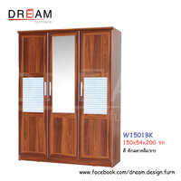 ตู้เสื้อผ้า W1501BK สีสักคลาสสิค/ขาว