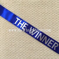 แบบที่2. น้ำเงิน THE WINNER ขนาด6×200 ซม. ผ้ามันเงา ปลายหางปลาตัดออกได้ ผ้าไม่รุ่ย