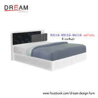 เตียง B311G-B511G-B611G (ท้ายทึบ-ท้ายขาลอย-ท้ายลิ้นชัก) สีขาว/หินดำ