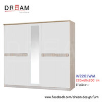 ตู้เสื้อผ้า W2201WM สีโซลิด/ขาว