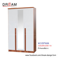 ตู้เสื้อผ้า W1207WM สีสักคลาสสิก/ขาว
