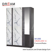 ตู้เสื้อผ้า W1355 สีแอชบราวน์/หินอ่อน