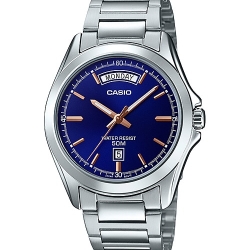 CASIO นาฬิกาคาสิโอ นาฬิกาข้อมือ นาฬิกากันน้ำ นาฬิกาของแท้ ประกันศูนย์ CMG 1 ปี รุ่น MTP-1370D-2A นาฬิกาสีเงิน